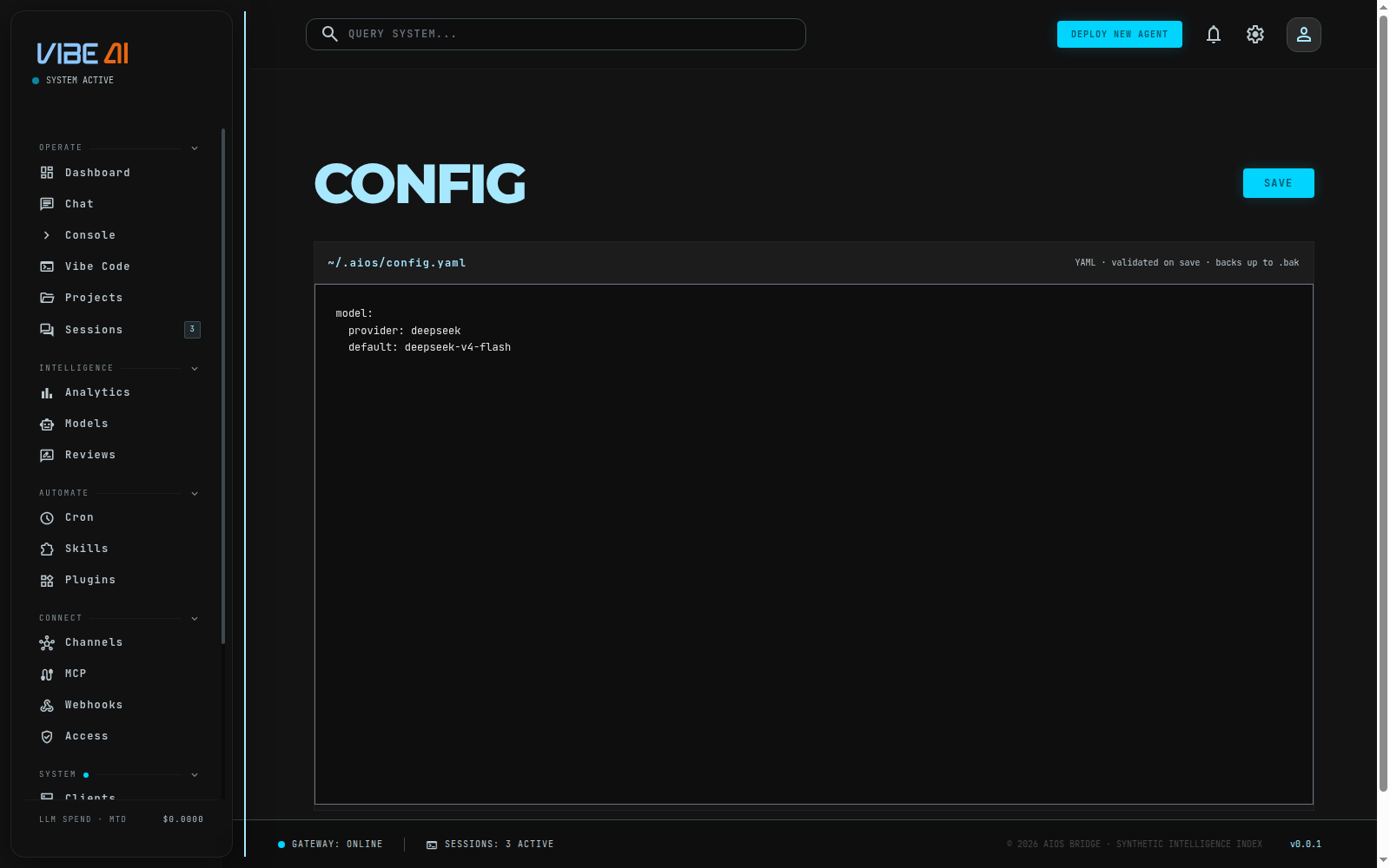 Config page raw YAML editor