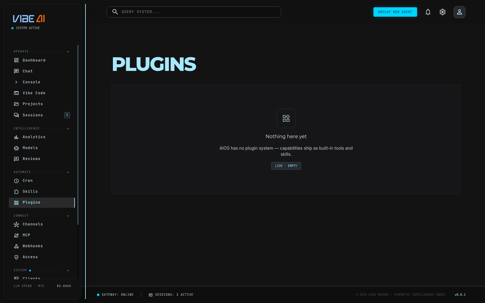 Plugins page empty state