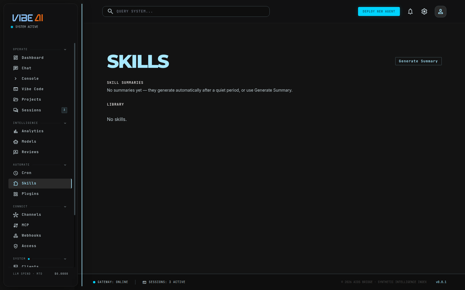 Skills page